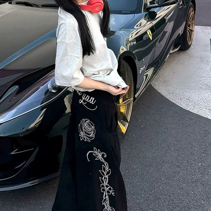 バックフラワーロゴ刺繍カーブワイドパンツ | SHEENA  | 詳細画像17 