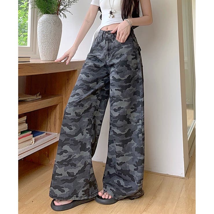 グレー | カモフラ柄バギーワイドパンツ | SHEENA 