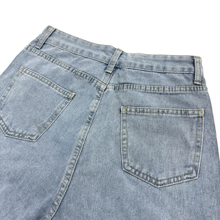 ラインストーン付きレースダメージデニムワイドパンツ | SHEENA  | 詳細画像30 