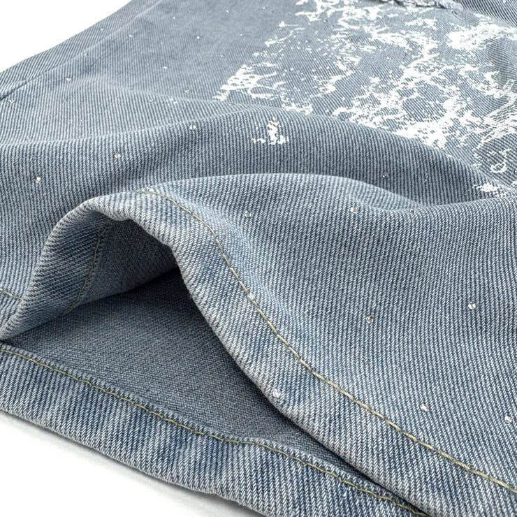 ラインストーン付きレースダメージデニムワイドパンツ | SHEENA  | 詳細画像33 