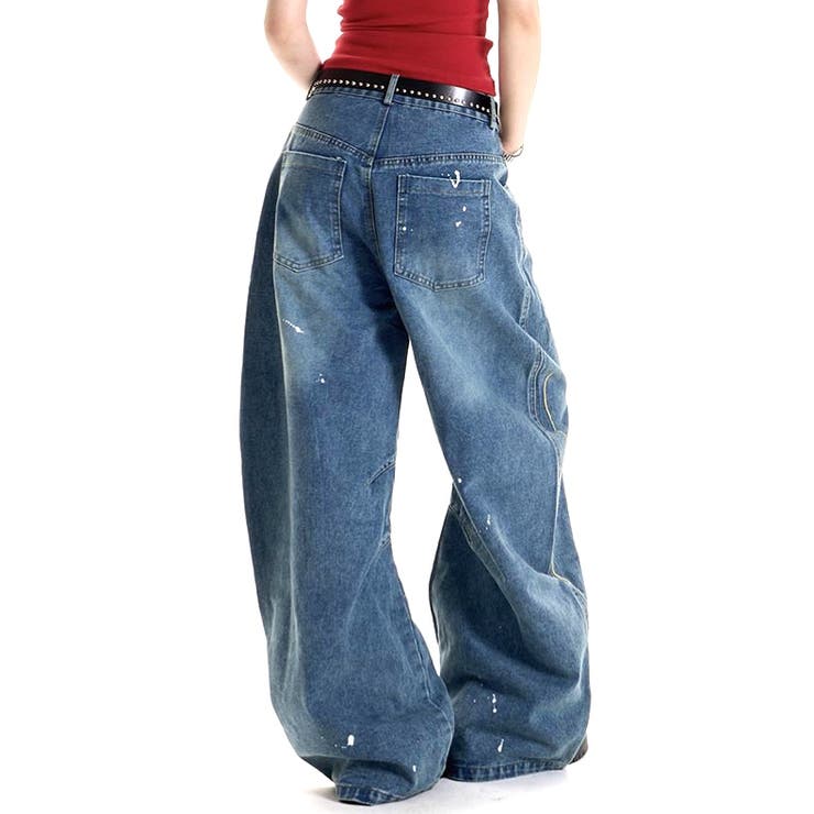 Loveハート刺繍カーブワイドデニムパンツ | SHEENA  | 詳細画像9 