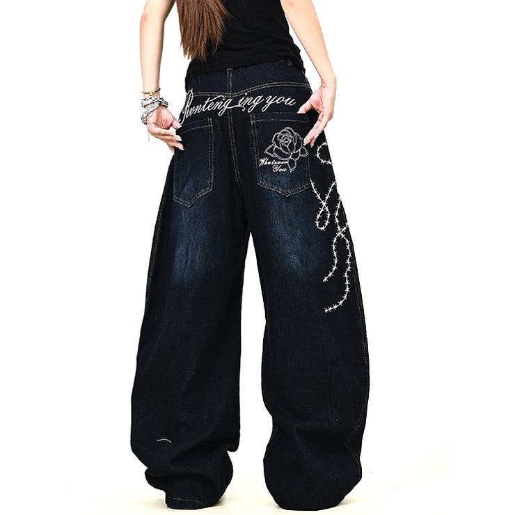 【45R】ワイド ロゴ刺繍 デニムパンツ(サイズ2) 45Rのデニム第二章 | Collection | 45R