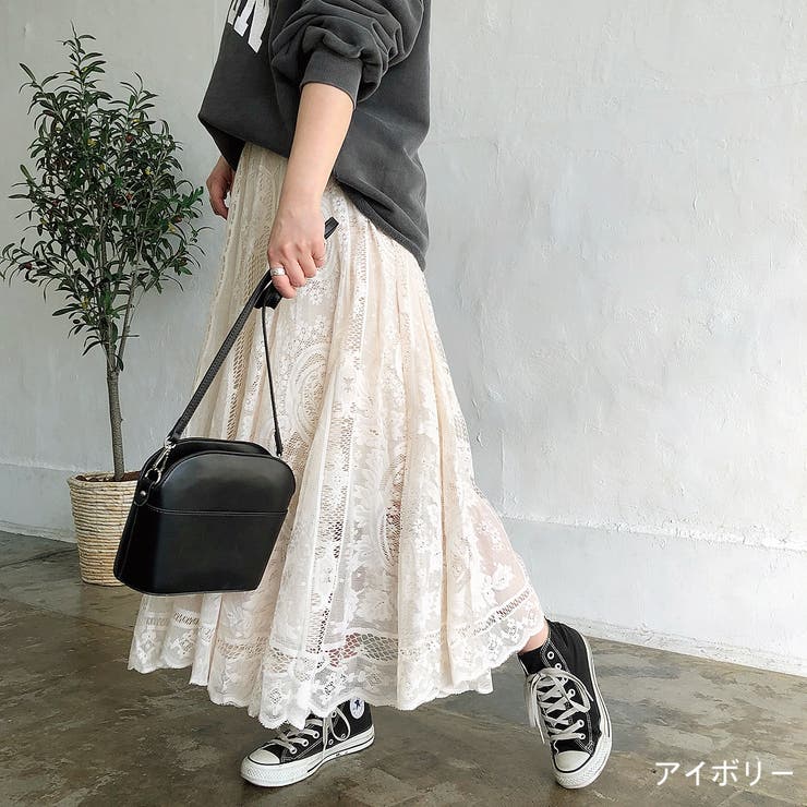 レースフレアスカート スカート ボトムス フレア レース 花