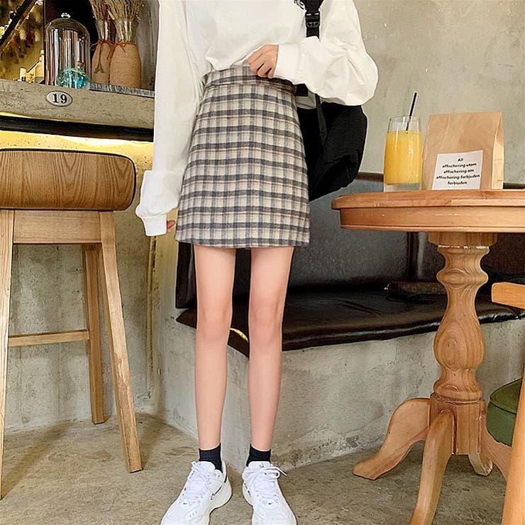 チェック台形ミニスカート 秋 冬[品番：SHNW0003768]｜SHEENA （シーナ
