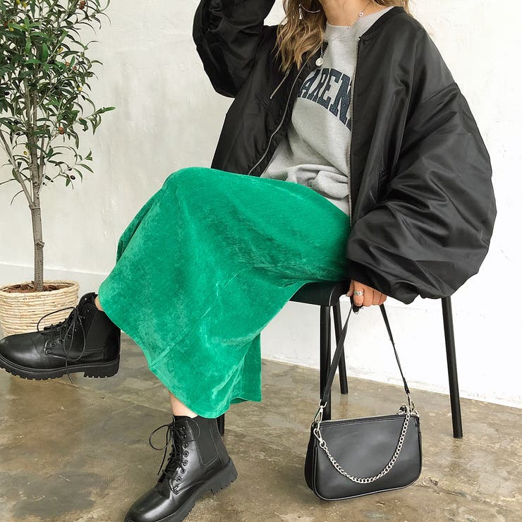 ウエストゴムストレッチベロアスカート 韓国 スカート[品番