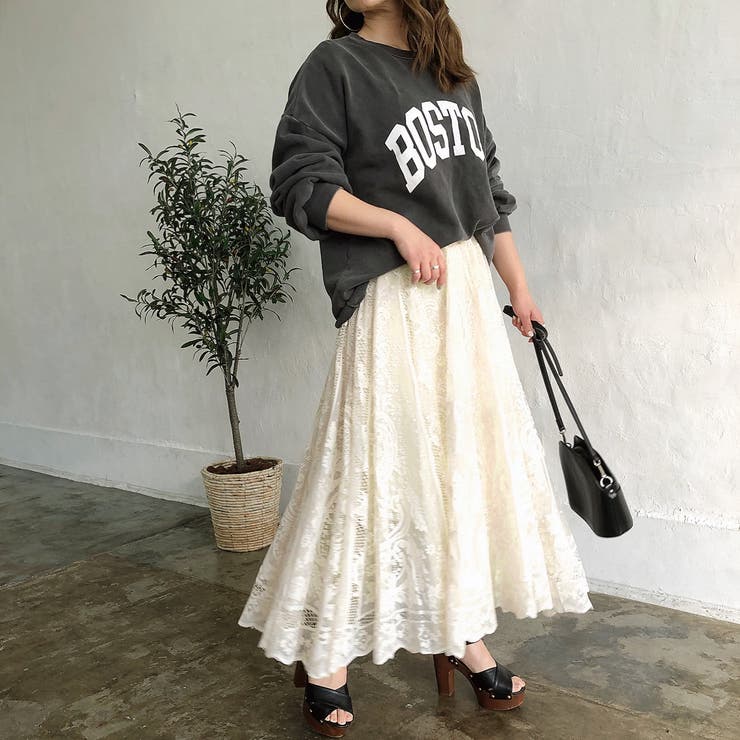 ウールレースフレアスカート　アイボリー AZUL BY MOUSSY スカート レースフレアスカート : ZOZOTOWN