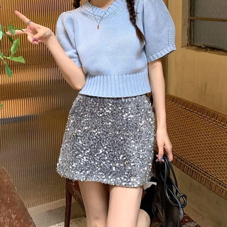 スパンコールミニスカート 春 秋[品番：SHNW0010727]｜SHEENA