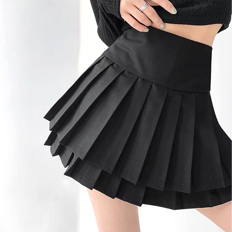 インパン付きダブルプリーツミニスカート 春 夏[品番