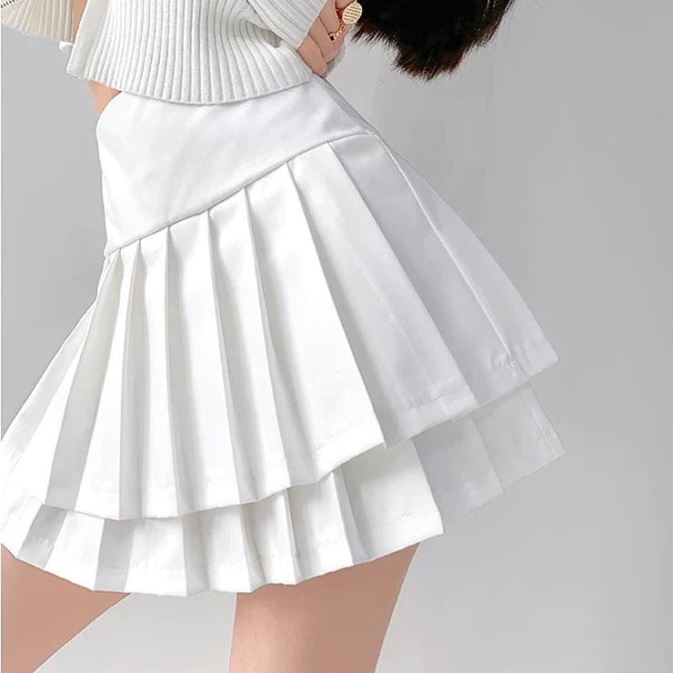 ホワイト | インパン付きダブルプリーツミニスカート 春 夏 | SHEENA 