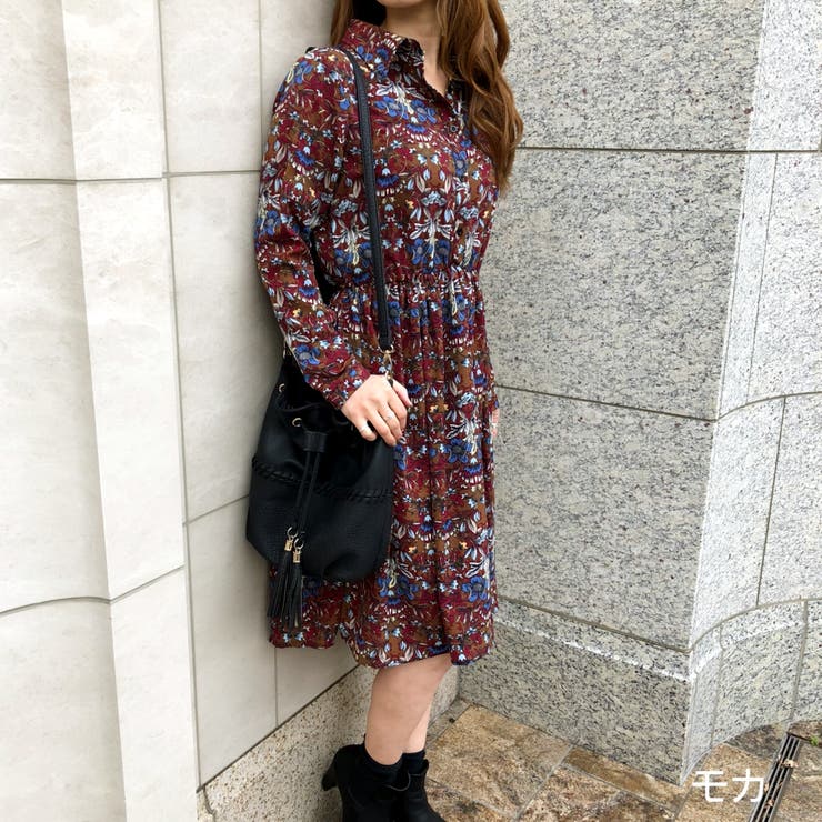 リボンタイ付き花柄レトロワンピース ワンピース 花柄 品番 Shnw Sheena シーナ のレディースファッション通販 Shoplist ショップリスト