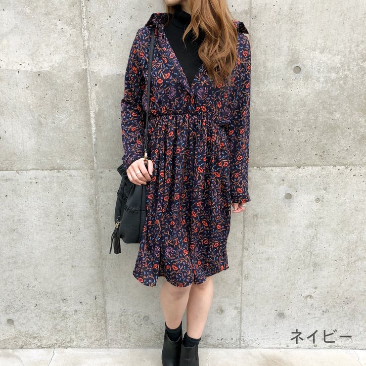リボンタイ付き花柄レトロワンピース ワンピース 花柄 品番 Shnw Sheena シーナ のレディースファッション通販 Shoplist ショップリスト