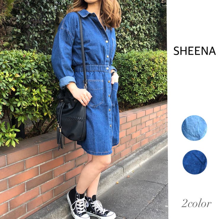 ウエストシャーリングゴムデニムワンピース ワンピース デニム 品番 Shnw Sheena シーナ のレディースファッション通販 Shoplist ショップリスト