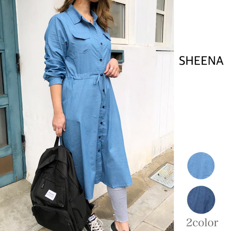 ウエスト絞りダンガリーシャツワンピース 春 夏 品番 Shnw Sheena シーナ のレディースファッション通販 Shoplist ショップリスト