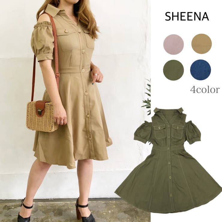 胸ポケット肩開きシャツワンピース ワンピース シャツ 品番 Shnw Sheena シーナ のレディースファッション通販 Shoplist ショップリスト