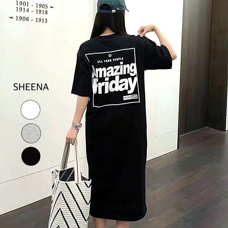 バックロゴプリントTシャツワンピース 春 夏[品番：SHNW0009381