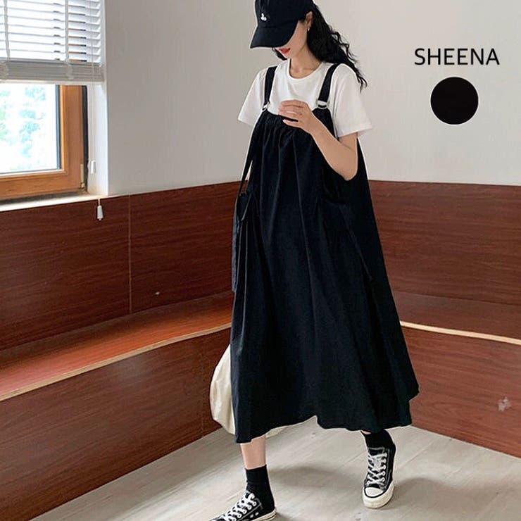 美品！Shenery ブラックジャンパースカート SHENERY【WEB限定】デニムジャンパースカート：ブラック サイズ