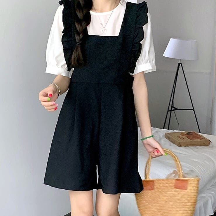 フリルショルダーショートサロペット 春 夏 | SHEENA  | 詳細画像2 