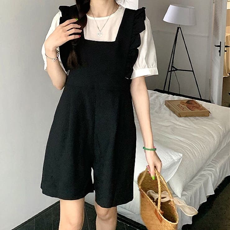 フリルショルダーショートサロペット 春 夏 | SHEENA  | 詳細画像4 