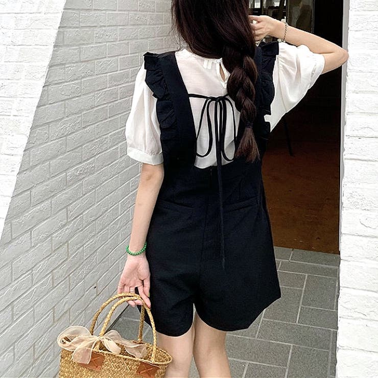 フリルショルダーショートサロペット 春 夏 | SHEENA  | 詳細画像9 