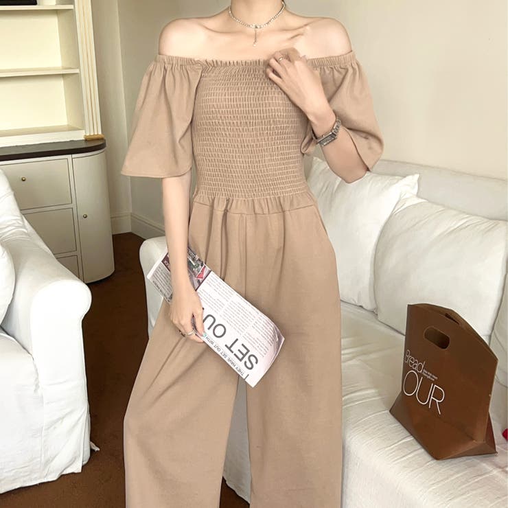 極美品:GIRL オフショルダーオールインワン パンツドレス 大きい 2L 極美品:GIRL オフショルダーオールインワン パンツドレス 大きい