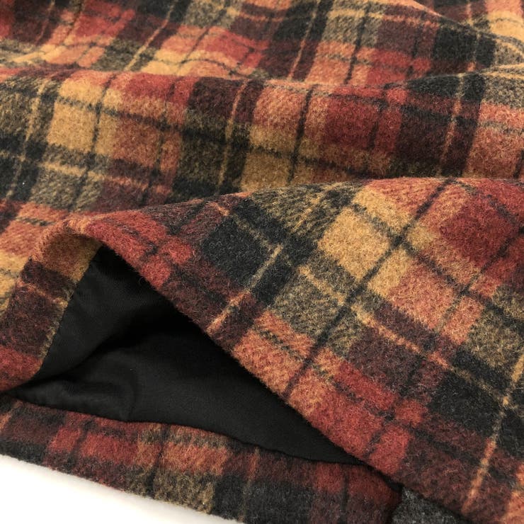 チェック柄ウールライクオーバージャケット×ミニスカート 2点SET 秋