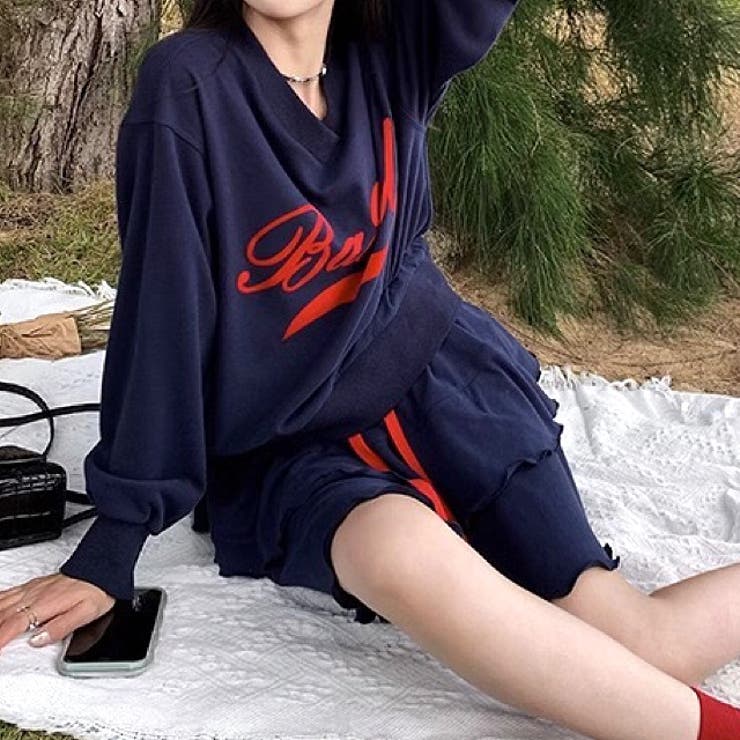 Vネックロゴトレーナー×ティアードミニスカート 2点SET 秋 | SHEENA  | 詳細画像20 