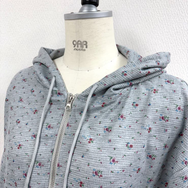 セットアップ】小花柄サーマルパーカー×サーマルショートパンツ 2点SET