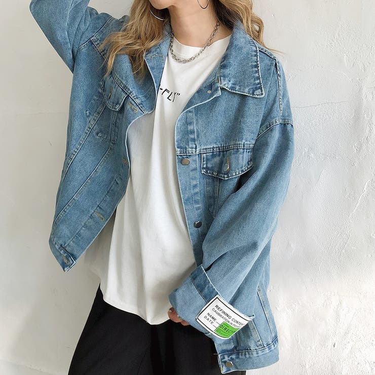 ワッペン付きBIGルーズデニムGジャン 春 夏[品番：SHNW0006140