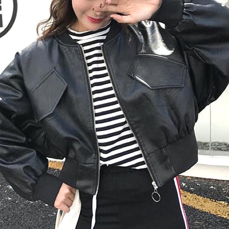 エコレザークロップド丈ブルゾン 秋 冬 | SHEENA  | 詳細画像15 