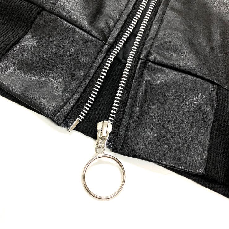 エコレザークロップド丈ブルゾン 秋 冬[品番:SHNW0007883 エコレザークロップド丈ブルゾン 秋 冬[品番:SHNW0007883