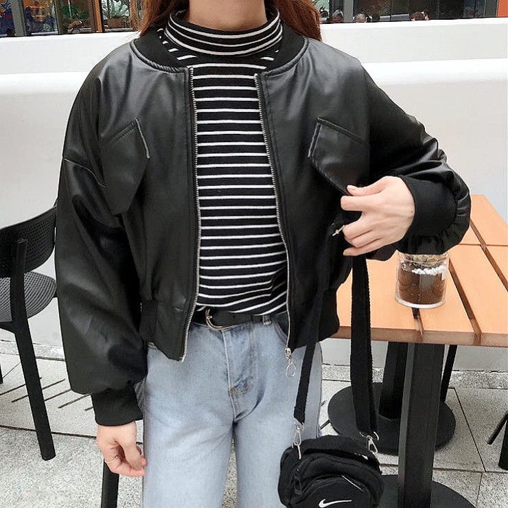 エコレザークロップド丈ブルゾン 秋 冬 | SHEENA  | 詳細画像6 