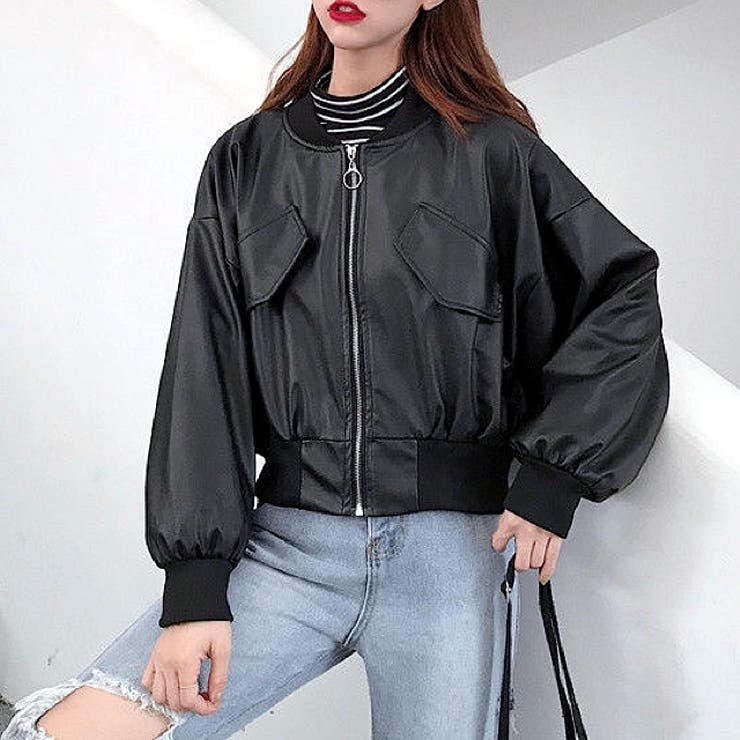 エコレザークロップド丈ブルゾン 秋 冬 | SHEENA  | 詳細画像7 