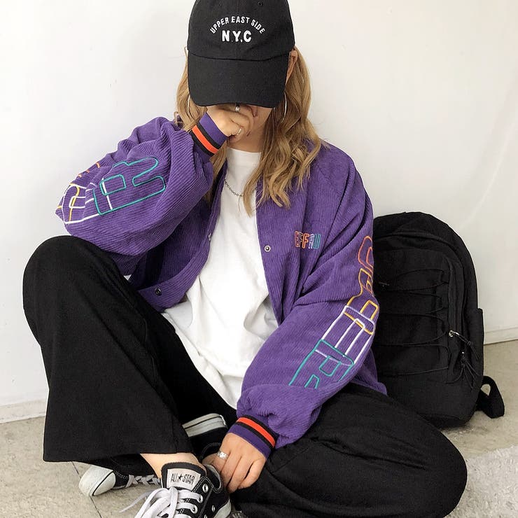 カラフル刺しゅうロゴコーデュロイスタジャン 秋 冬[品番：SHNW0007974 
