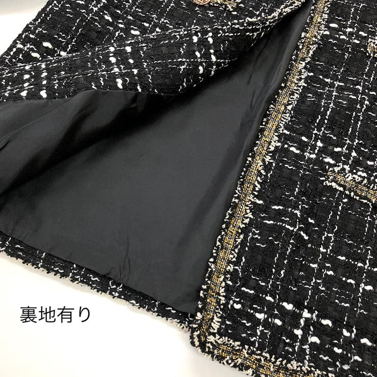 ツイードノーカラージャケット 春 秋[品番:SHNW0008023 ツイードノーカラージャケット 春 秋[品番:SHNW0008023