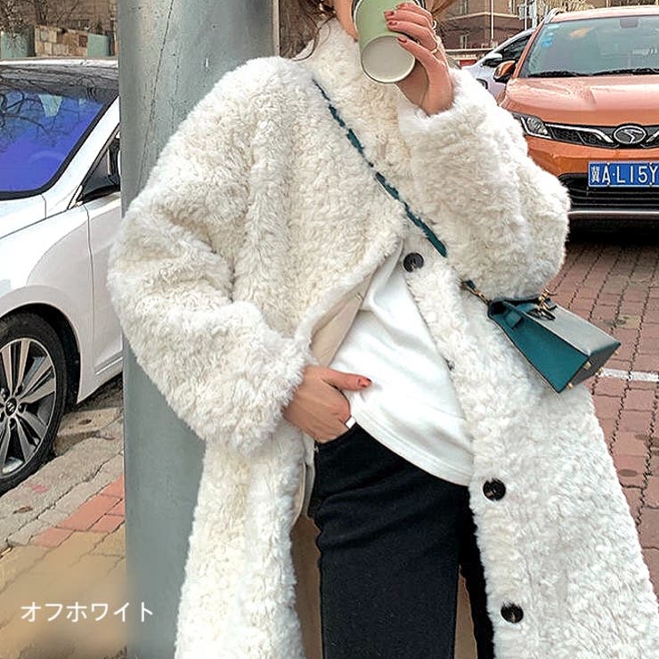 スタンドカラー中綿キルティングファーロングコート 秋 冬[品番  