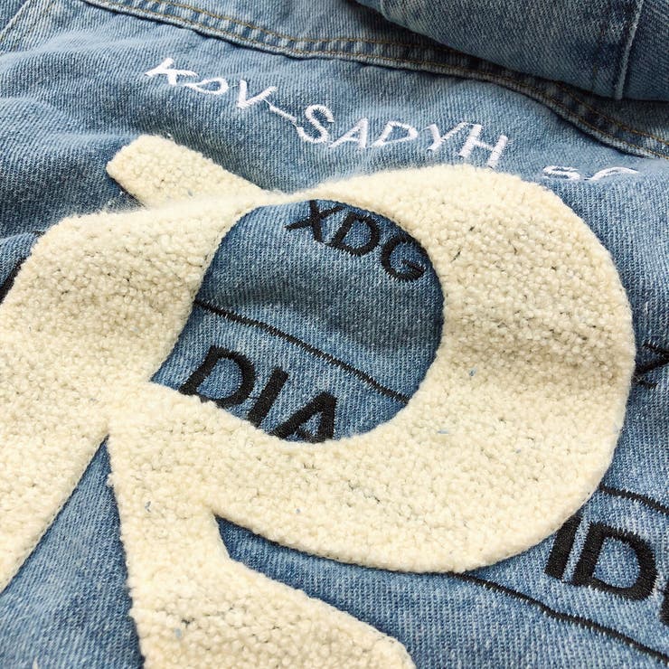 バック刺しゅうロゴ裏ボアデニムブルゾン 秋 冬[品番