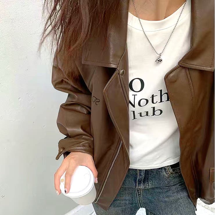 オーバーサイズフェイクレザーブルゾン 秋 冬[品番：SHNW0009945