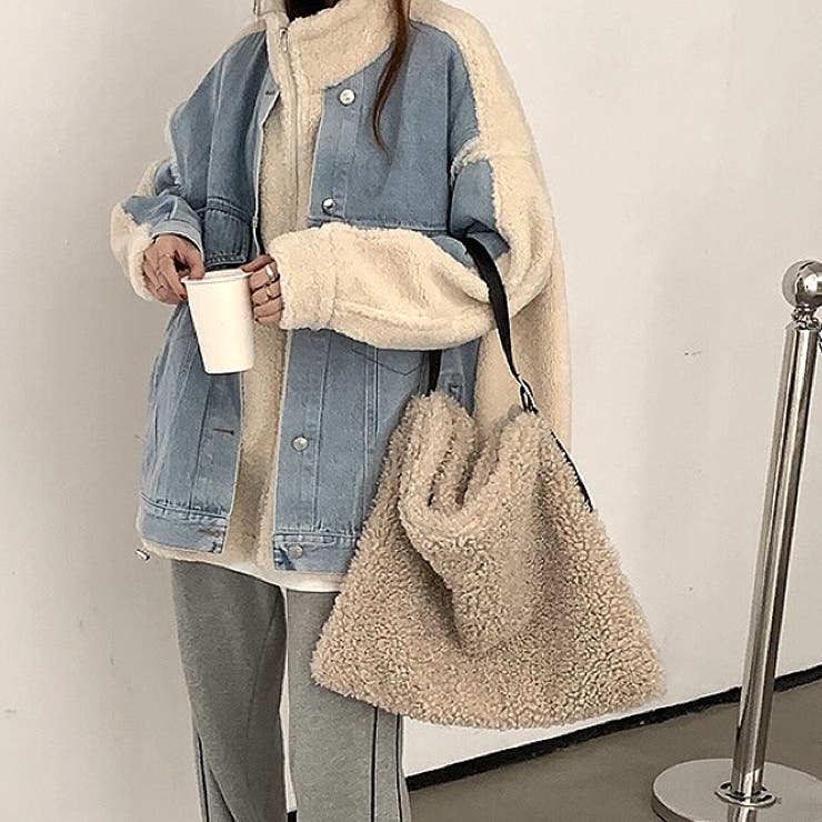 デニム切替もこもこボアブルゾン 秋 冬[品番：SHNW0010091