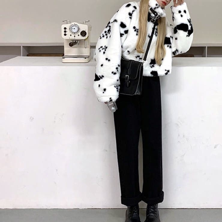 アニマル柄フェイクファーショートブルゾン 秋 冬[品番：SHNW0010420