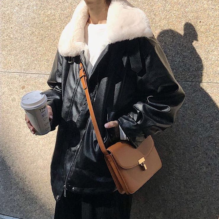 裏ソフトファーフェイクレザーブルゾン 秋 冬[品番：SHNW0010449