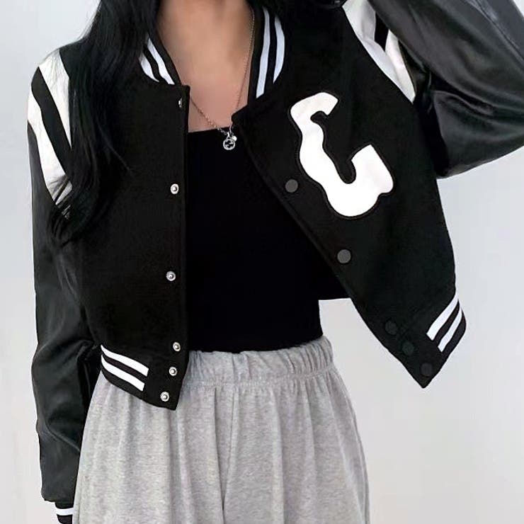 刺しゅうロゴショート丈スタジャン 秋 冬[品番：SHNW0012001]｜SHEENA