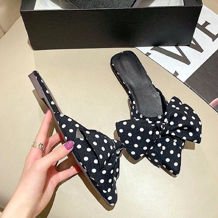 ポインテッドリボンフラットミュール 春 夏[品番：SHNW0010977