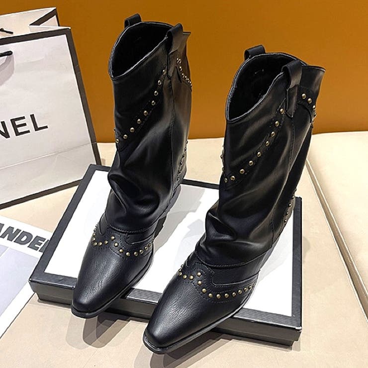 ヴィンテージライクスタッズ付ウエスタンカバーブーツ 秋 冬 | SHEENA  | 詳細画像34 