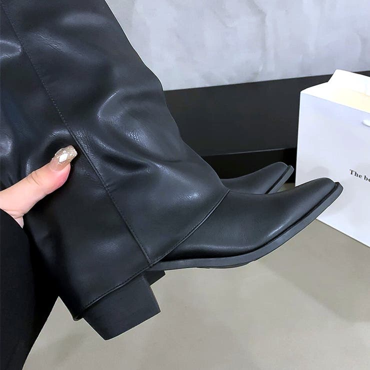 スタッズ付きダブルベルトカバーロングブーツ 秋 冬 | SHEENA  | 詳細画像34 