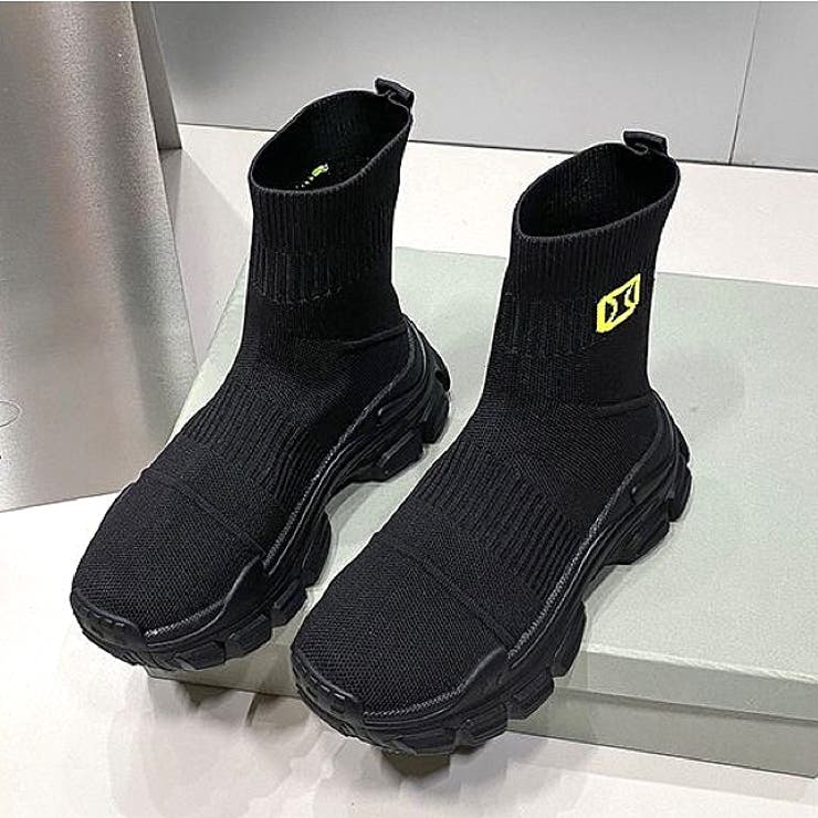 厚底スニーカーソールソックスブーツ 秋 冬[品番：SHNW0012140