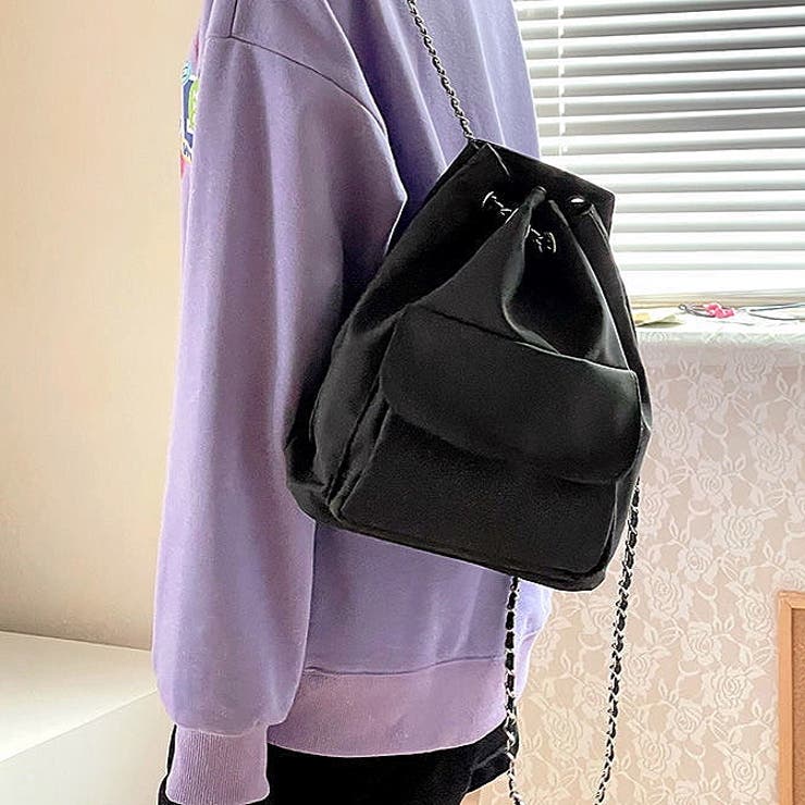 the barnnet backpack 韓国人気 チェーンバッグ ポケット付きナイロン