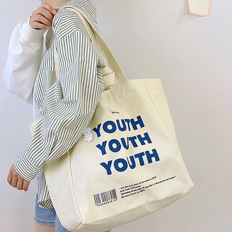youth 英字 ロゴ トートバッグ マチあり 韓国ファッション