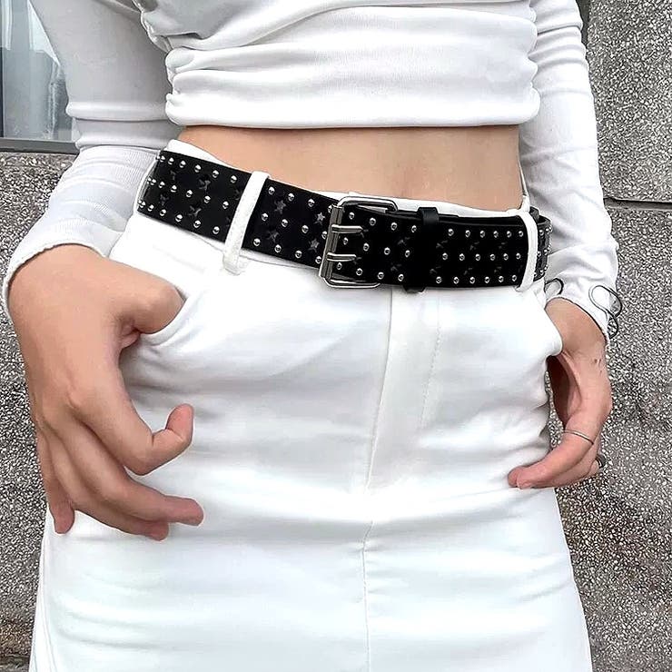 大流行中！ スタッズ付きスターデザインベルト 春 夏[品番：SHNW0011853 小物