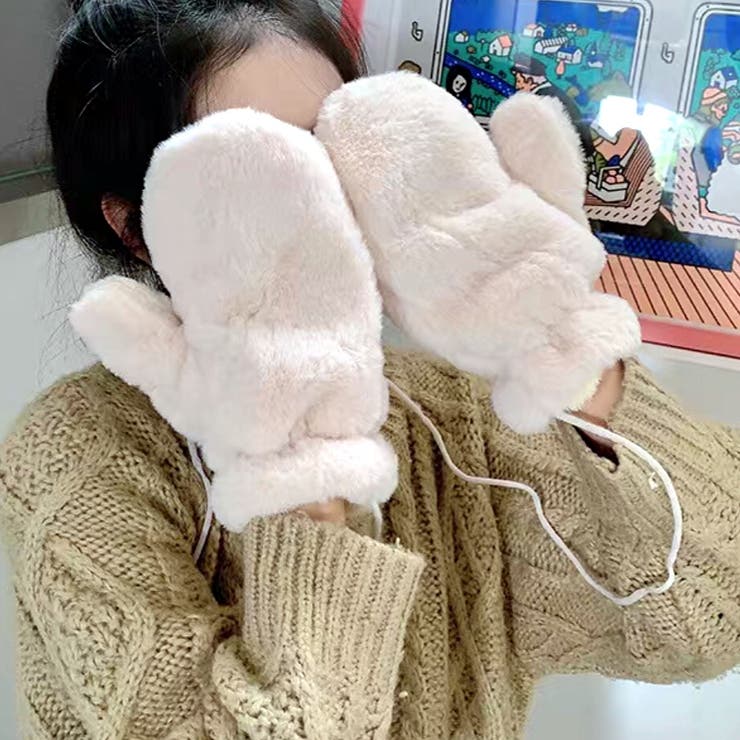 ふわふわフェイクファーミトン 秋 冬[品番：SHNW0010468]｜SHEENA