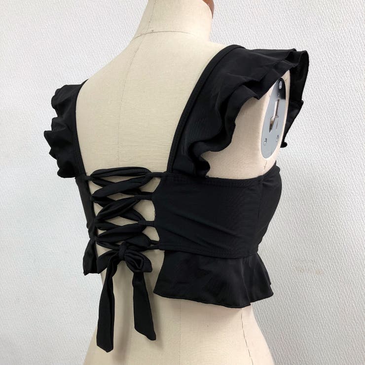 バックレースアップリボンフリルビキニスイムウェア 水着 夏 バックレースアップリボンフリルビキニスイムウェア 水着 夏